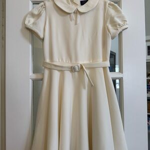 Polo Ralph Lauren Girls Cream Belted Peter Pan Collar Dress